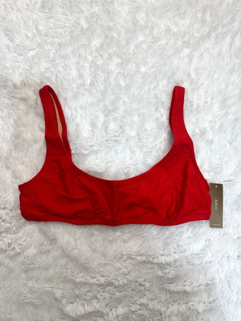 J.Crew Red Bikini Top Adjustable Back Lined Heritage Scoop Neck Bikini Top Large - Picture 2 of 10